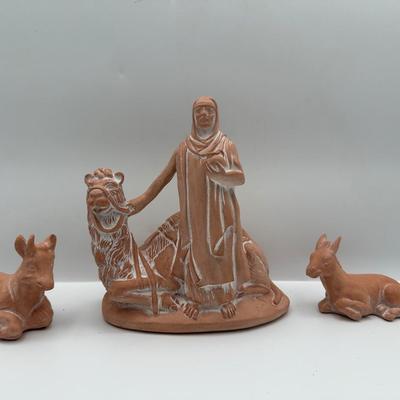 Vintage 11 Piece Terra Cotta Nativity Set