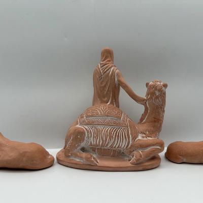 Vintage 11 Piece Terra Cotta Nativity Set