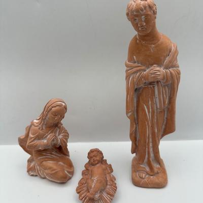 Vintage 11 Piece Terra Cotta Nativity Set