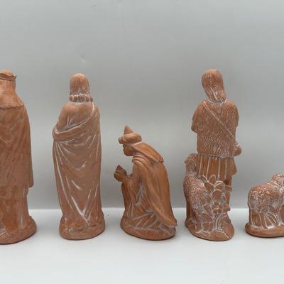 Vintage 11 Piece Terra Cotta Nativity Set
