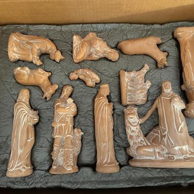 Vintage 11 Piece Terra Cotta Nativity Set