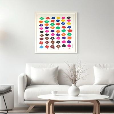460 Original DONALD DRAWBERTSON Original Colorful Lips Framed Art
