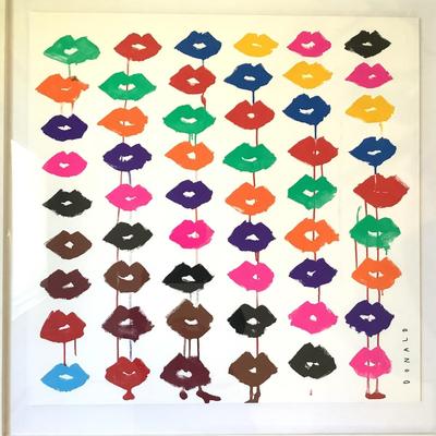460 Original DONALD DRAWBERTSON Original Colorful Lips Framed Art