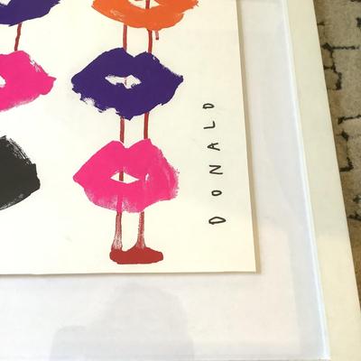 460 Original DONALD DRAWBERTSON Original Colorful Lips Framed Art