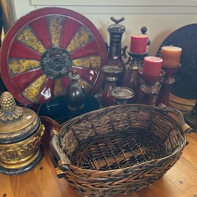 Candle sticks, Baskets, & Decor