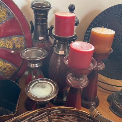 Candle sticks, Baskets, & Decor