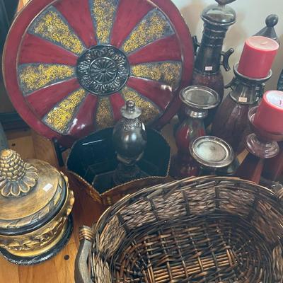 Candle sticks, Baskets, & Decor