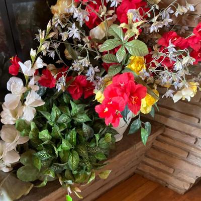 Sale Photo Thumbnail #65: Three floral arrangements, mirror, Three paintings.