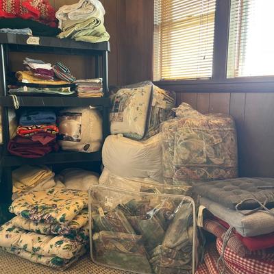 Linens,Pillows, cushions, sheets.