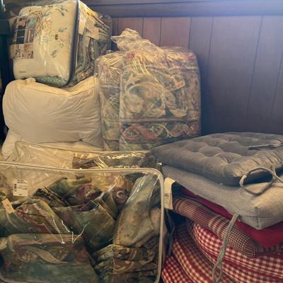 Linens,Pillows, cushions, sheets.