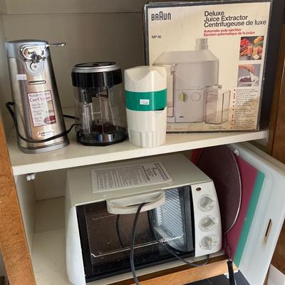Toaster oven, can opener, juicer