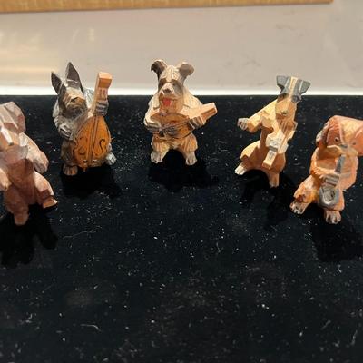 5 Miniature Wood Animal Carvings