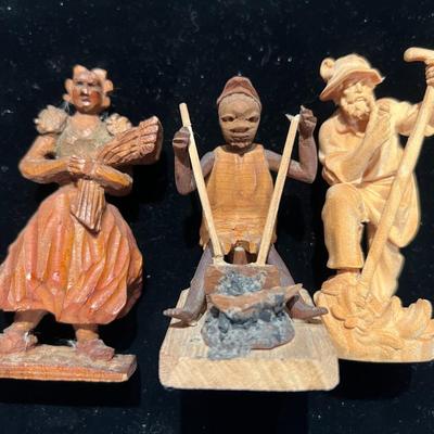 5 Wood Carved Figurines