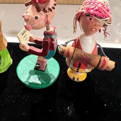 6 Wood Carved People