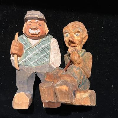 4 Wood Carved People