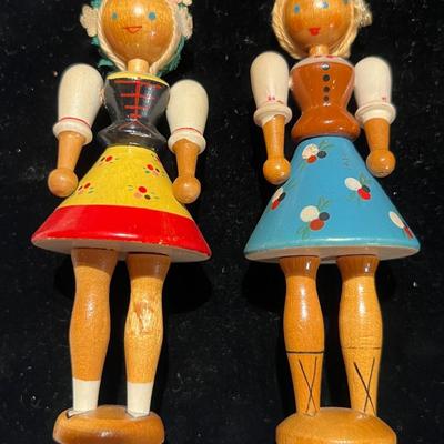 4 Wood Carved People