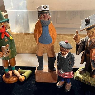 4 Wood Carved People