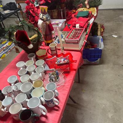 Coffee cups, misc. Christmas items