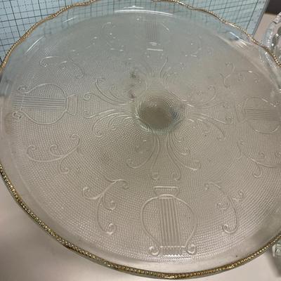 Glass items including cake stand and basket