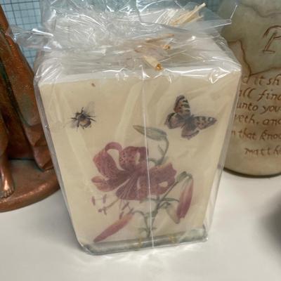 Spode Hurricane Lamp, angels and candle warmer
