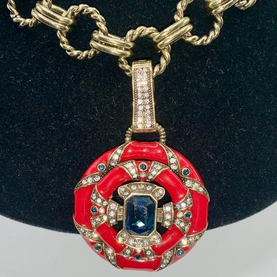 Heidi Daus Costume Jewelry Necklace W/Large Pendant