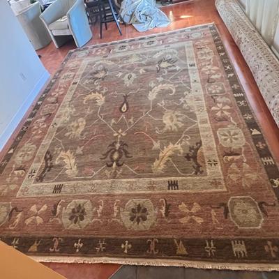 9ft x 12ft Earth Toned/Botanical Design Wool Area Rug (LR-RG)