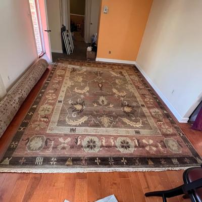9ft x 12ft Earth Toned/Botanical Design Wool Area Rug (LR-RG)