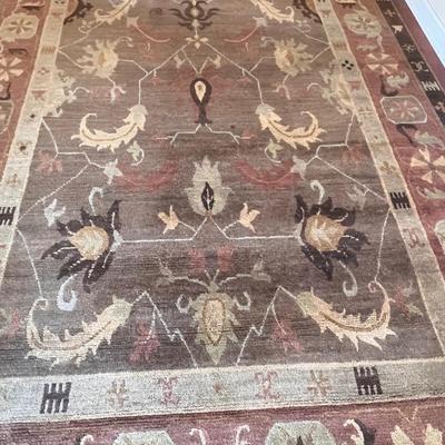 9ft x 12ft Earth Toned/Botanical Design Wool Area Rug (LR-RG)