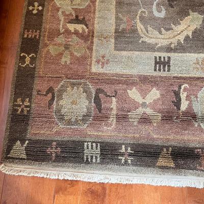 9ft x 12ft Earth Toned/Botanical Design Wool Area Rug (LR-RG)