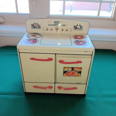 TIN LITHO TOY OVEN / STOVE PLAY SET