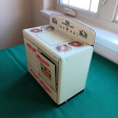 TIN LITHO TOY OVEN / STOVE PLAY SET
