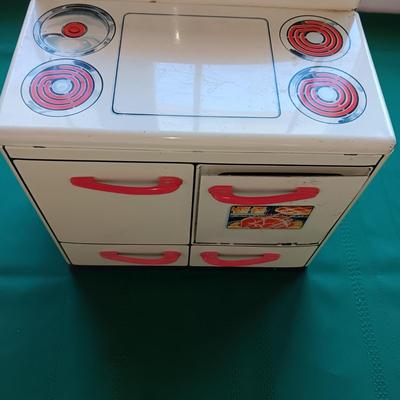 TIN LITHO TOY OVEN / STOVE PLAY SET