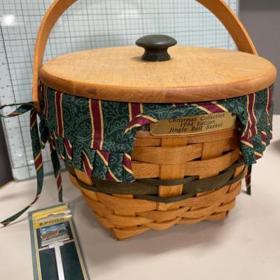 1994 Jingle Bell Basket Longaberger basket with spoon