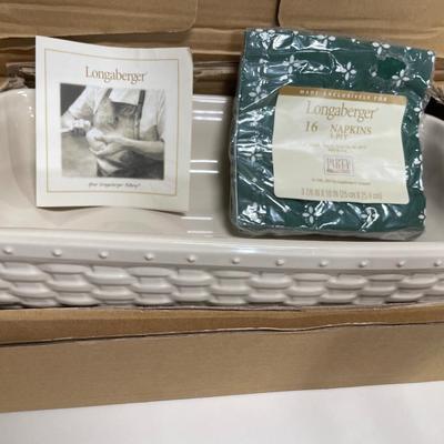 Ivory Longaberger pottery server and napkins