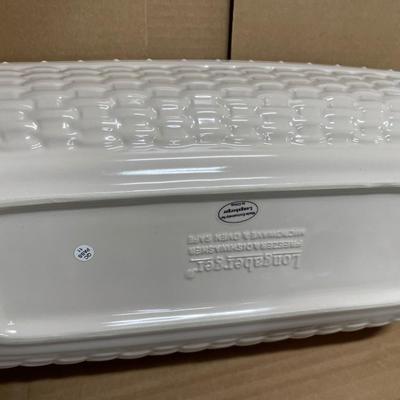 Ivory Longaberger pottery server and napkins