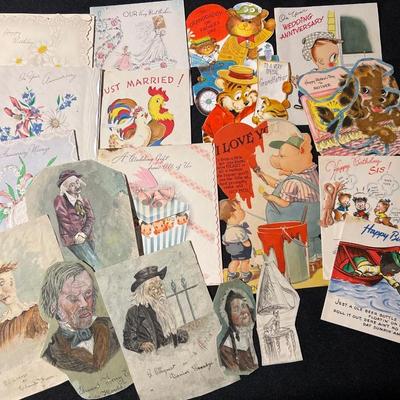 Vintage greeting cards and paper