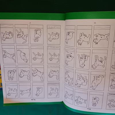 CHILDREN'S WORKBOOKS, SHEETS OF WRITING PAPER AND A BOOK