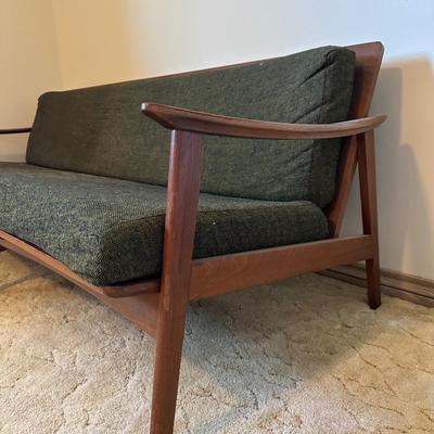Mid Century Wood Framed Sofa