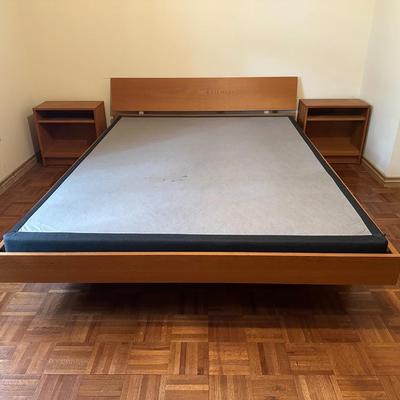 Mid Century Queen Bed Frame and Nightstands