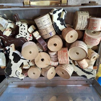 Briefcase with Cows & Antique Labels
