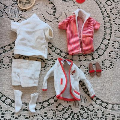 1960 BARBIE'S KEN DOLL WITH CLOTHES, SHOES, TENNIS AND PING PONG
