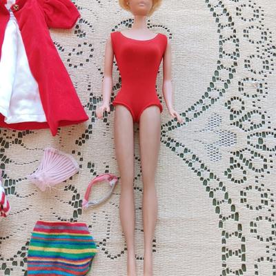 1958 BARBIE DOLL WITH CLOTHES, SHOES AND SOCKS