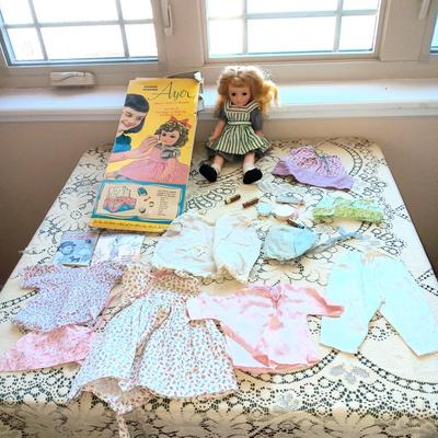 AYER IDEAL'S DOLL OF BEAUTY WITH CLOTHES, MAKEUP AND FLATTENED BOX