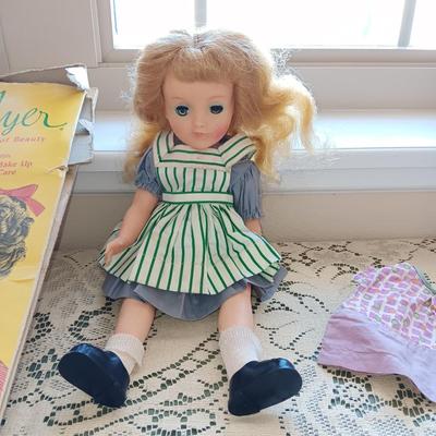 AYER IDEAL'S DOLL OF BEAUTY WITH CLOTHES, MAKEUP AND FLATTENED BOX