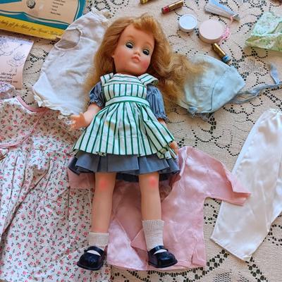 AYER IDEAL'S DOLL OF BEAUTY WITH CLOTHES, MAKEUP AND FLATTENED BOX