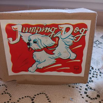 VINTAGE WIND UP JUMPING DOG AND DONALD DUCK TOY