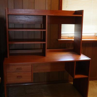 Two Drawer Desk with Bookshelf