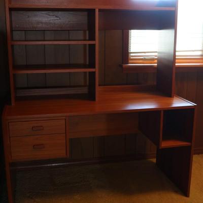 Two Drawer Desk with Bookshelf
