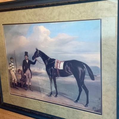 Large Framed/Matted Thoroughbred Race Horse Art