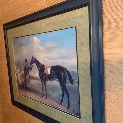 Large Framed/Matted Thoroughbred Race Horse Art